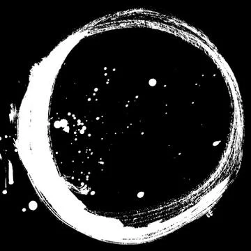 Black brush stroke in the form of a circle. Stock Illustration