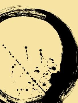Black brush stroke in the form of a circle. Stock Illustration