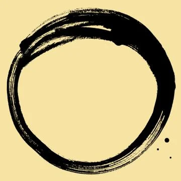 Black brush stroke in the form of a circle. Stock Illustration