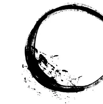Black brush stroke in the form of a circle. Stock Illustration