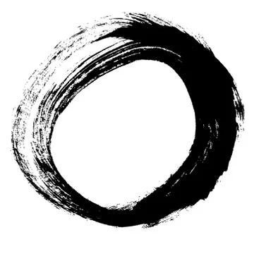 Black brush stroke in the form of a circle. Stock Illustration