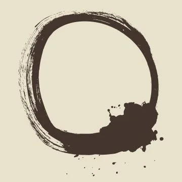 Black brush stroke in the form of a circle. Stock Illustration