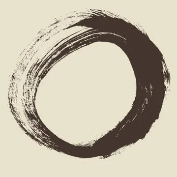 Black brush stroke in the form of a circle. Stock Illustration