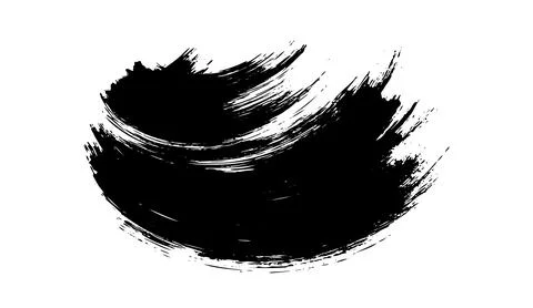 Black brush stroke texture isolated on white background artistic ink smear Stock Illustration