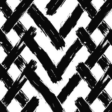Black Brush Strokes Forming Intersecting Diagonal Lines Pattern abstract ba.. Stock Illustration