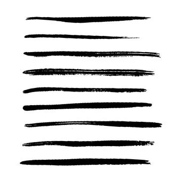 Black Brush strokes isolated on white background. Dry Brush Strokes and Illustrazione stock
