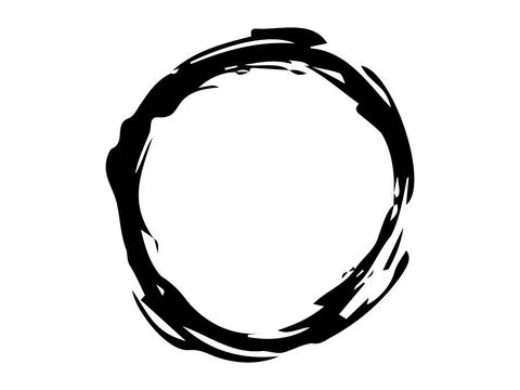 Black brushstroke circle isolated on white background. Concept of hand-drawn 스톡 일러스트