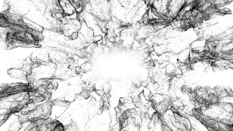 Black bubbles balls swirl in the fluid turbulence flow like explosion or of Video stock 115948833