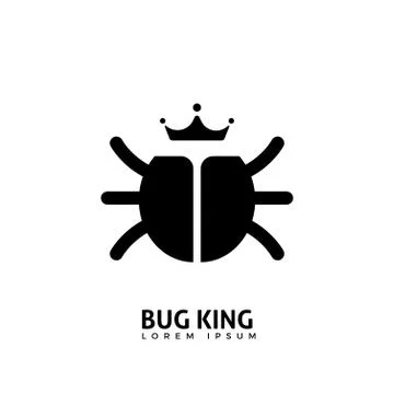 Black bug with a crown icon. Isolated Vector Illustration Stock Illustration
