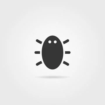 Black bug icon with shadow Stock Illustration