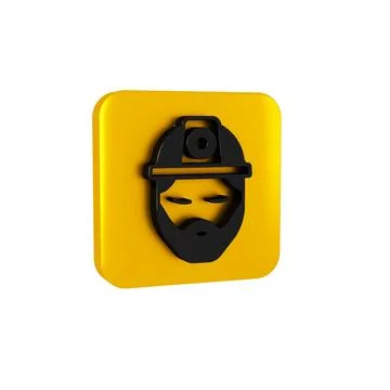 Black Builder icon isolated on transparent background. Construction worker... Stock Illustration