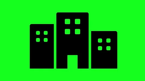 Black buildings stand on a green screen Stock Footage 346223461