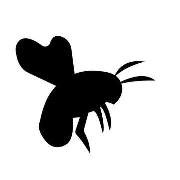 Black bumble bee silhouette on white background Stock Illustration