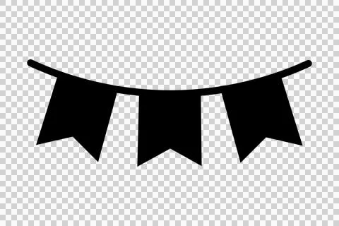 Black bunting flags icon for party decoration and festive celebration event. 库存插图