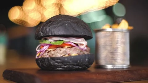 Black burger Stock Footage 132641300