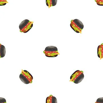 Black burger pattern seamless vector Stock Illustration