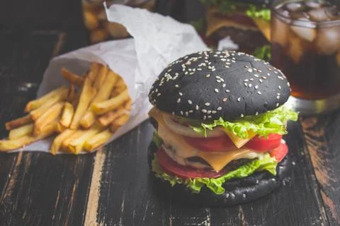 Black burger Stock Photos