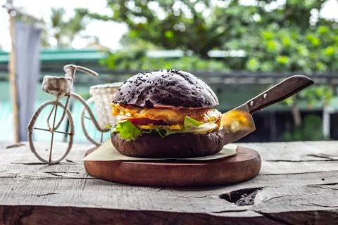 Black burger Stock Photos
