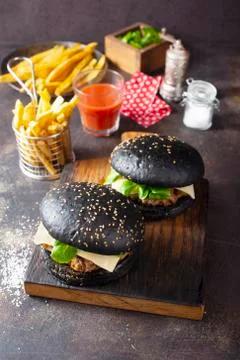 Black burger Stock Photos