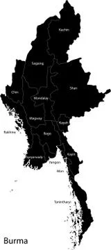 Black Burma map Stock Illustration