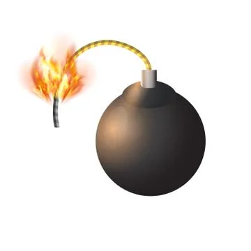 Black Burning Bomb Icon. Explode Flash, Cartoon Explosion, Burst on White 스톡 일러스트