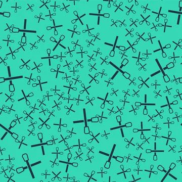 Black Burning match with fire icon isolated seamless pattern on green background Stock Illustration