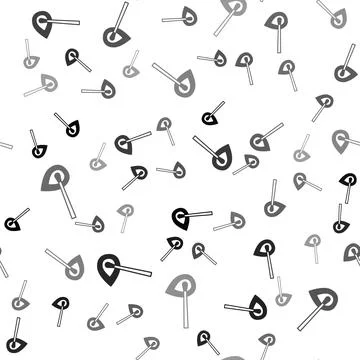 Black Burning match with fire icon isolated seamless pattern on white background Stock Illustration