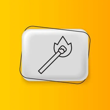 Black Burning match with fire icon isolated on yellow background. Match wit.. Stock Illustration