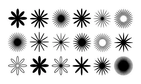 Black burst shapes on white background explosion star Stock Illustration