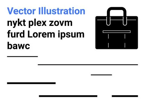 Black Business Briefcase with Text Elements Including Lines for Design Projec 库存插图