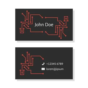 Black business card with pcb elements Stock Illustration