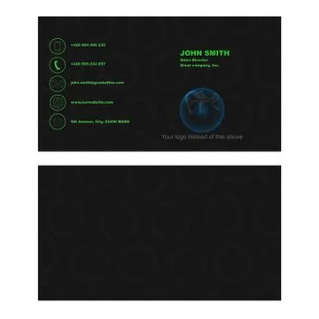 Black business card with rounded shape on background, both sides Illustrazione stock