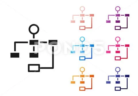 Black Business hierarchy organogram chart infographics icon isolated on ...