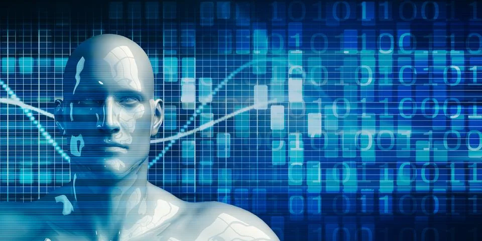 Black Business Man Using Data Analytics Technology Illustrazione stock