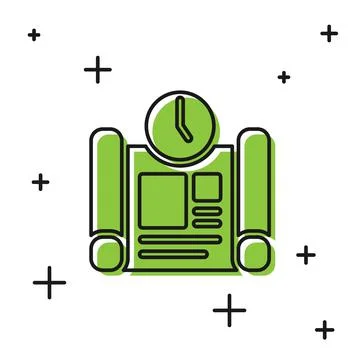 Black Business project time plan icon isolated on white background. Vector Stock Illustration