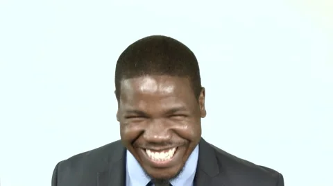 Black businessman acting silly while laughing and smiling (1) Stock Footage 61650614
