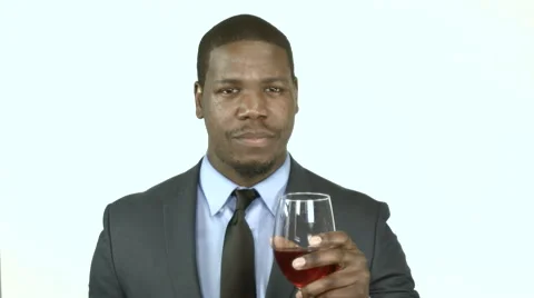 Black businessman drinking wine (4) Tasting, impressed Stock Footage 61651908