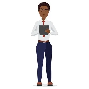 Black businessman using tablet Illustrazione stock