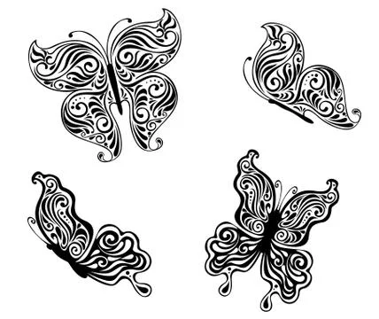 Black butterflies Stock Illustration
