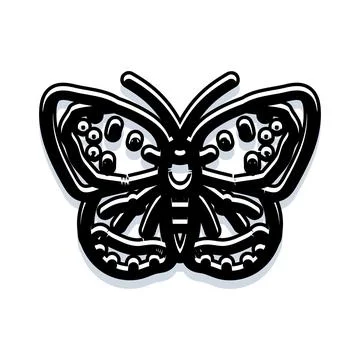 Black butterfly with bold lines drawing design Stock Illustration