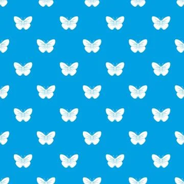 Black butterfly pattern seamless blue Illustrazione stock