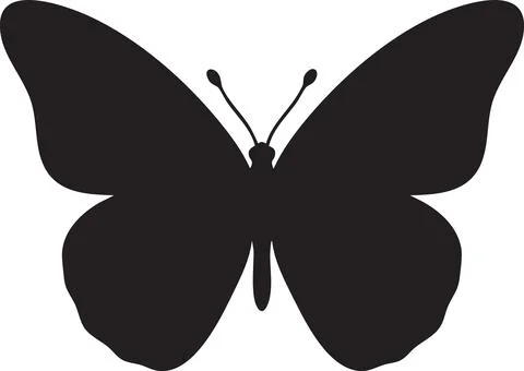 Black Butterfly Silhouette Vector Icon 스톡 일러스트