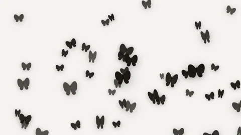 Black Butterfly Silhouettes with Drop Shadows Flying Upward Animation Vídeos de archivo 343947660