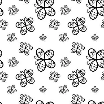 Black Butterfly on White Background Stock Illustration