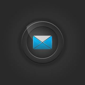 Black button envelope, email. Stock Illustration