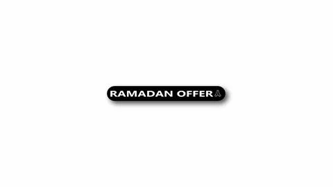 Black button with ramadan offer text on a white abstract background. Illustrazione stock