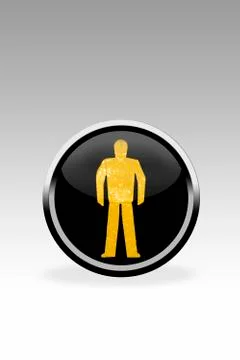 Black button showing dont walk signal, close up Stock Illustration