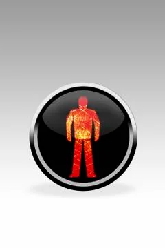 Black button showing dont walk signal, close up Stock Illustration