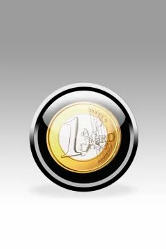 Black button showing one euro symbol, close up Stock Illustration