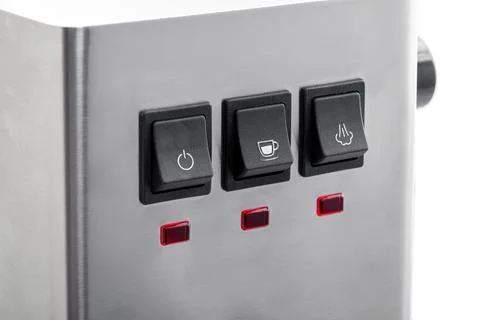 Black buttons for control making coffee with white icons. Stock Photos